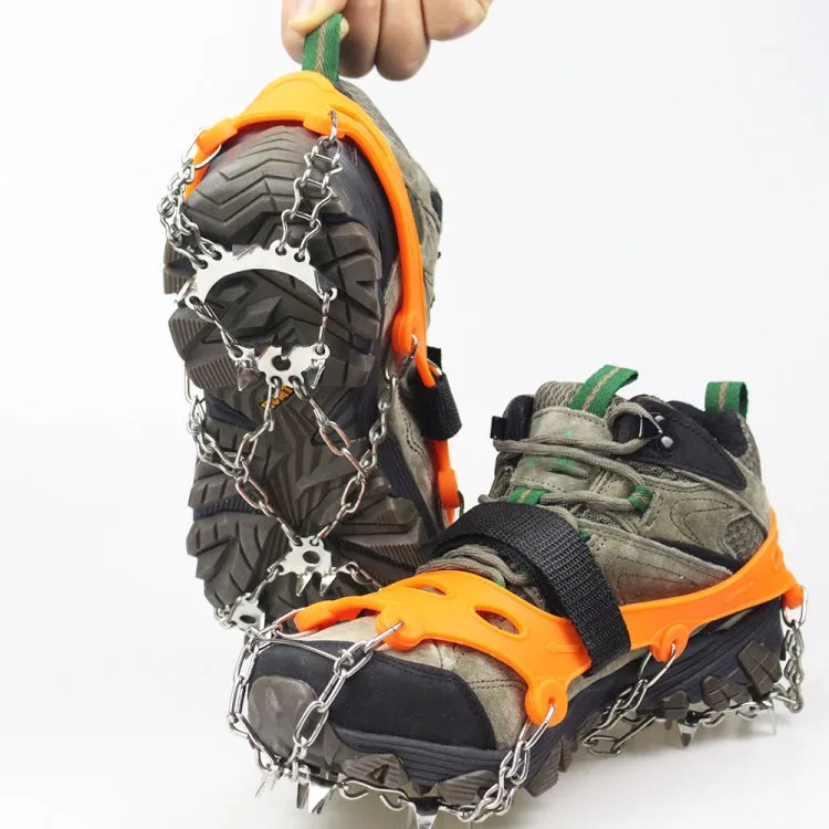 1 Pair  23 Spikes Crampons Outdoor Winter Walk Ice Fishing Snow Shoe Spikes,Size: L Orange