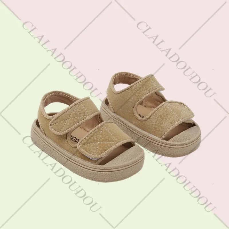 12-16cm Brand Girl's Summer Soft Closed-Toe Sandals,Solid Outdoor Casual Sandals For 0-3years Toddler Boys,Baby Beach Sandals