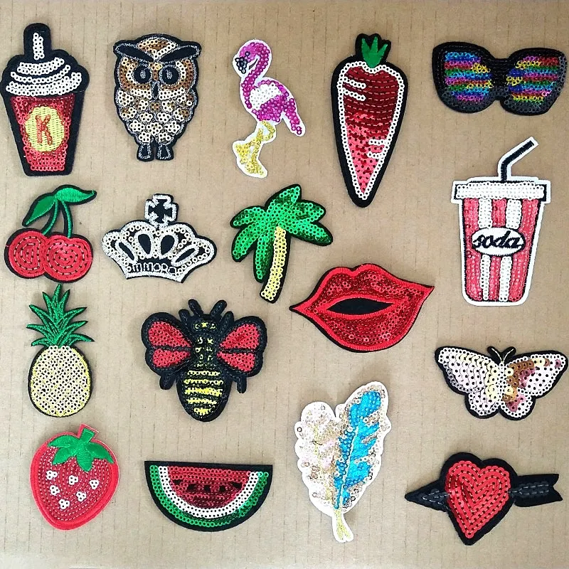 2019 Fashion patch Red carrot Cartoon Iron On Patches For Clothing Embroidery Stripe On Clothes Cute DIY Sequin Applique Badge