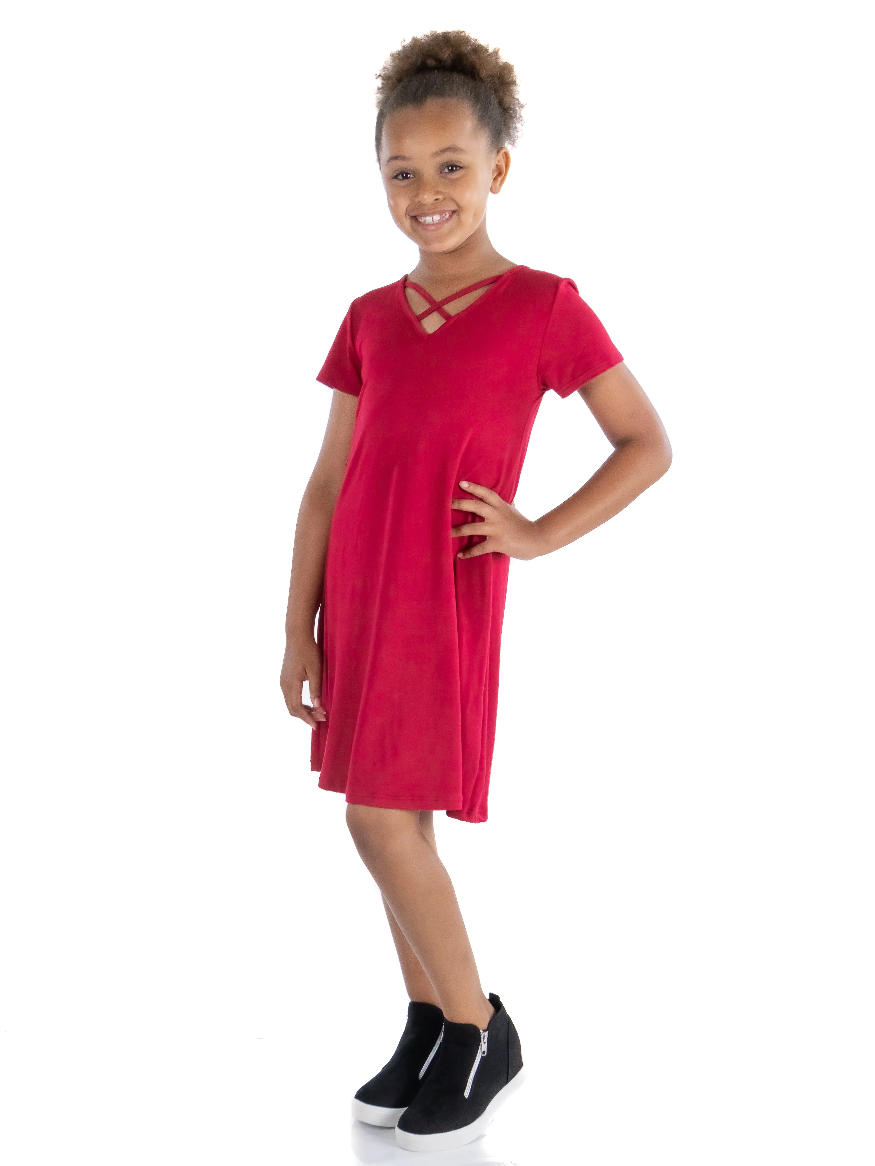 24seven Comfort Apparel Short Sleeve Girls T Shirt Dress