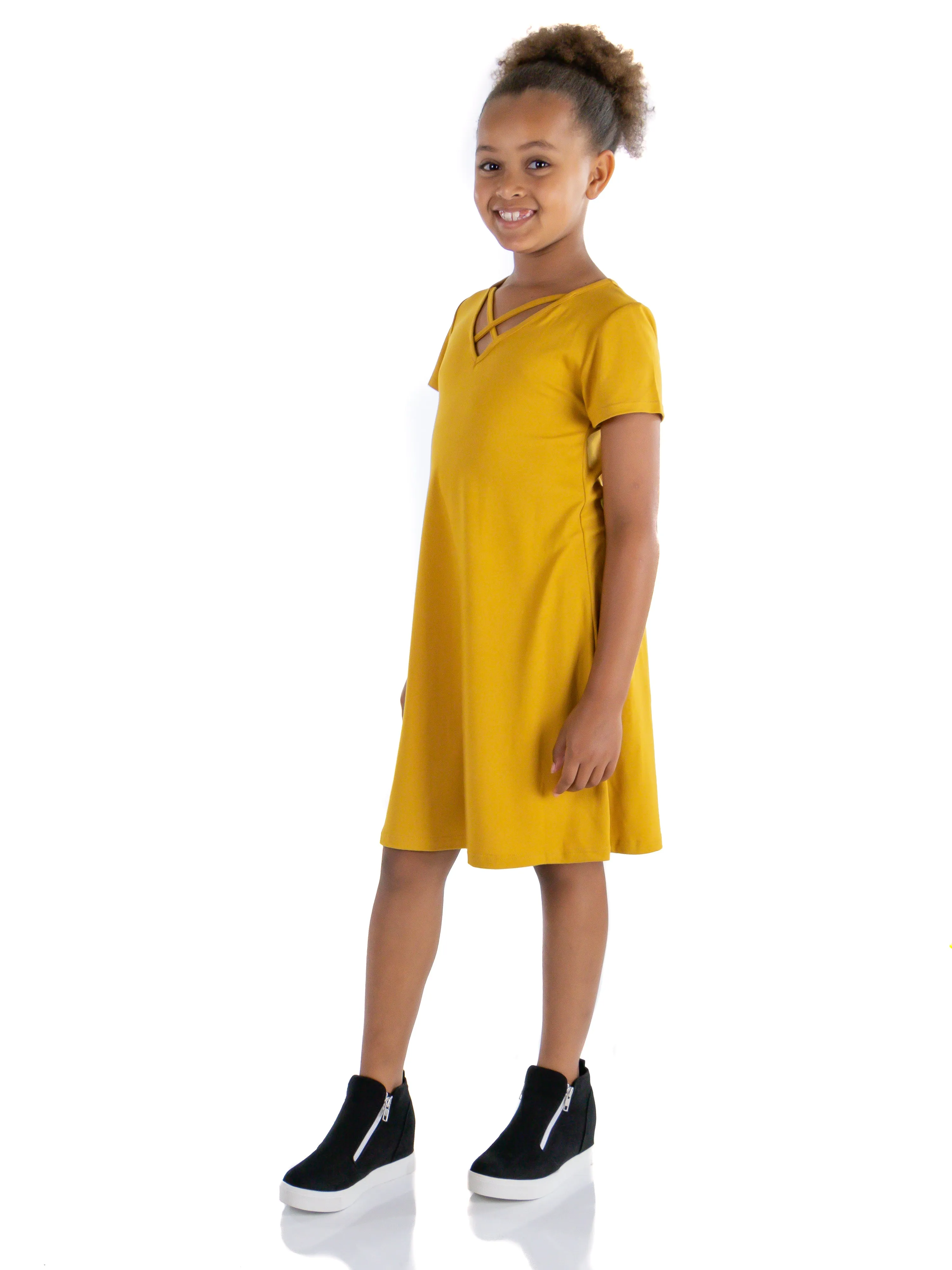 24seven Comfort Apparel Short Sleeve Girls T Shirt Dress