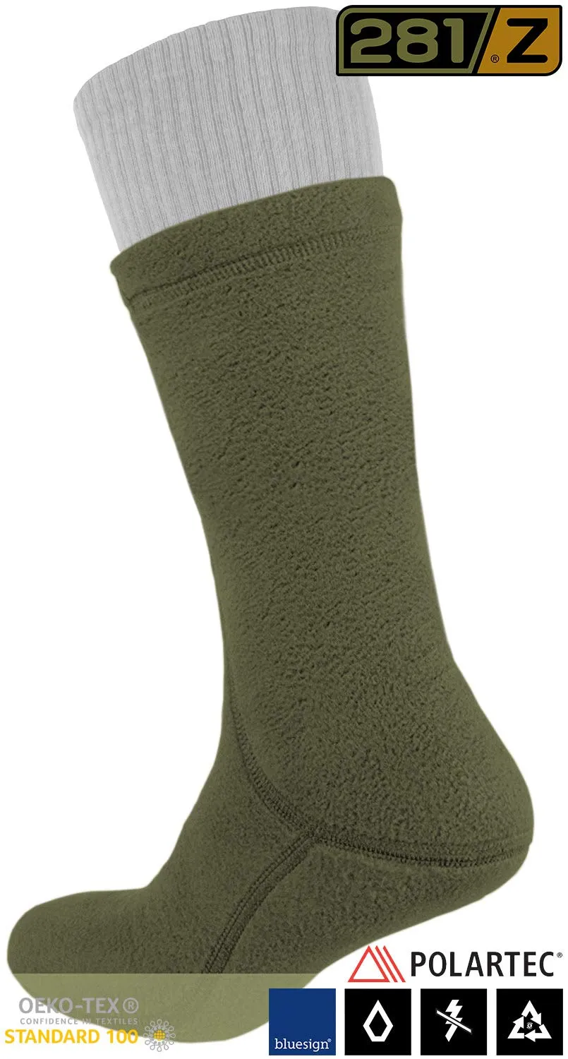 281Z Military Warm 8 inch Boot Liner Socks - Outdoor Tactical Hiking Sport - Polartec Fleece Winter Socks (X-Large, Olive Green)