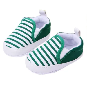 3-12M Kids Baby Boys Girls Stripes Anti-Slip Sneakers Soft Bottom Shoes First Walkers