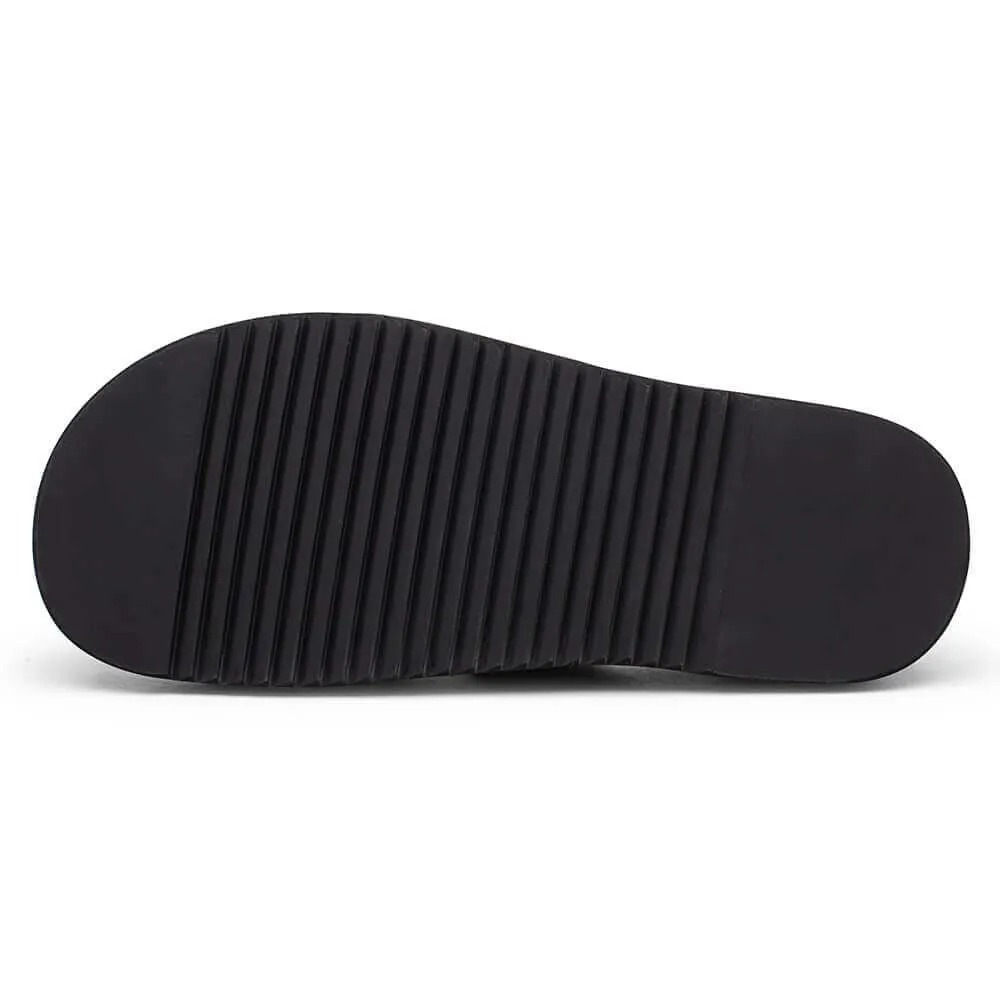 5CM/1.95 Inches - CMR CHAMARIPA Elevator Slippers - Black Leather Height Increasing Slippers For Men - Outdoor Indoor Slippers