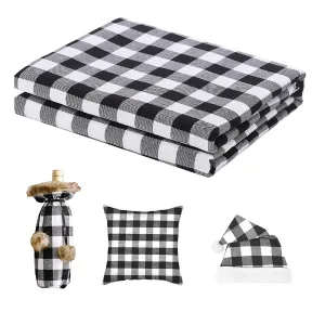 69" x 59" Buffalo Check Cotton Fabric | Black And White Gingham Squares | Christmas Checkered Quilting Fabric Bundles