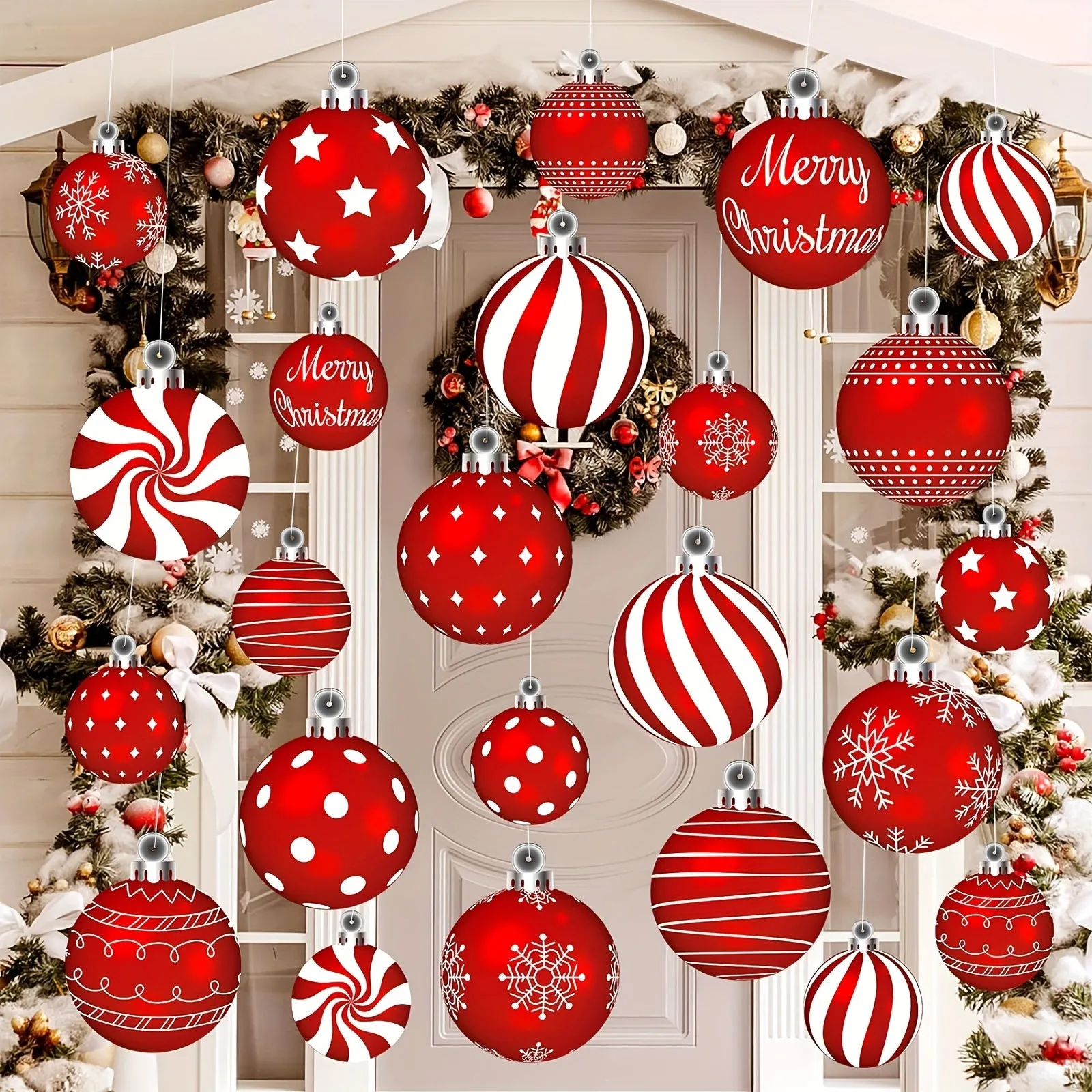 6pcs Vibrant Peppermint Christmas Ornaments - Easy-Hang Outdoor Yard & Lawn Decorations, Festive Candy Designs, Christmas Decor