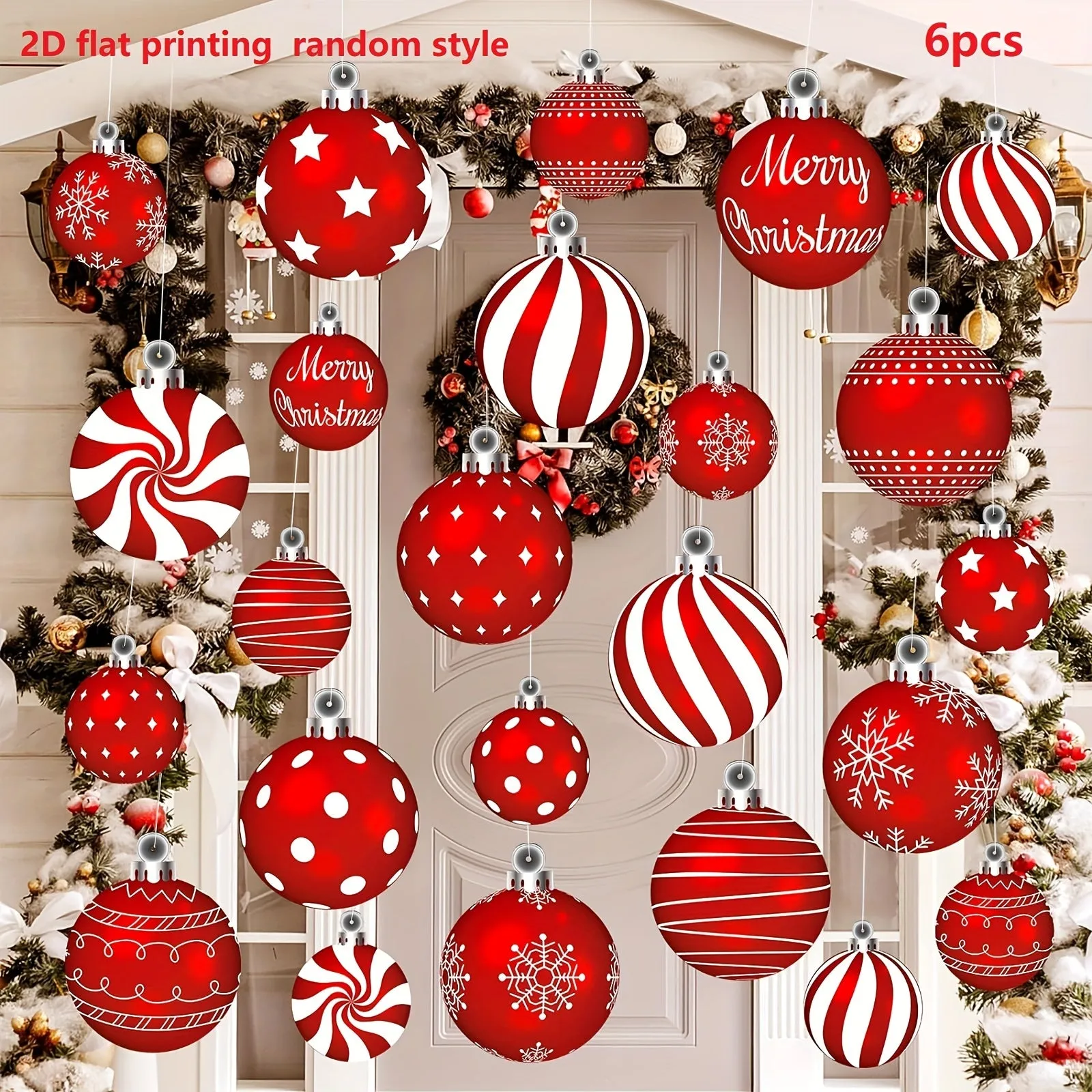 6pcs Vibrant Peppermint Christmas Ornaments - Easy-Hang Outdoor Yard & Lawn Decorations, Festive Candy Designs, Christmas Decor