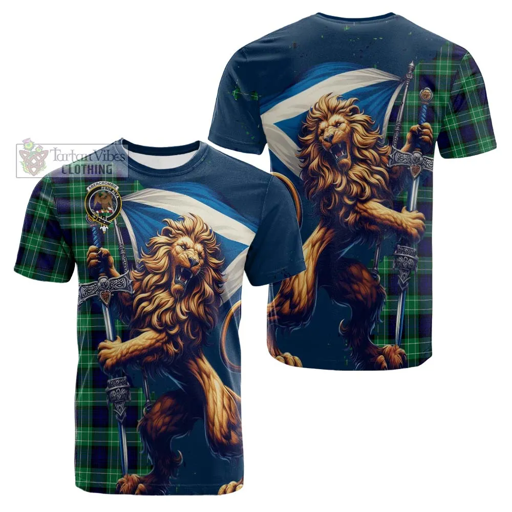 Abercrombie Tartan Family Crest Cotton T-shirt with Scottish Majestic Lion