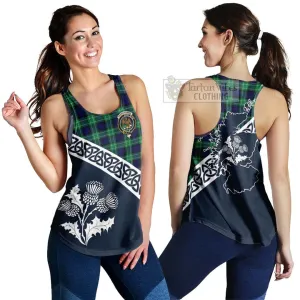 Abercrombie Tartan Women's Racerback Tanks Featuring Thistle and Scotland Map