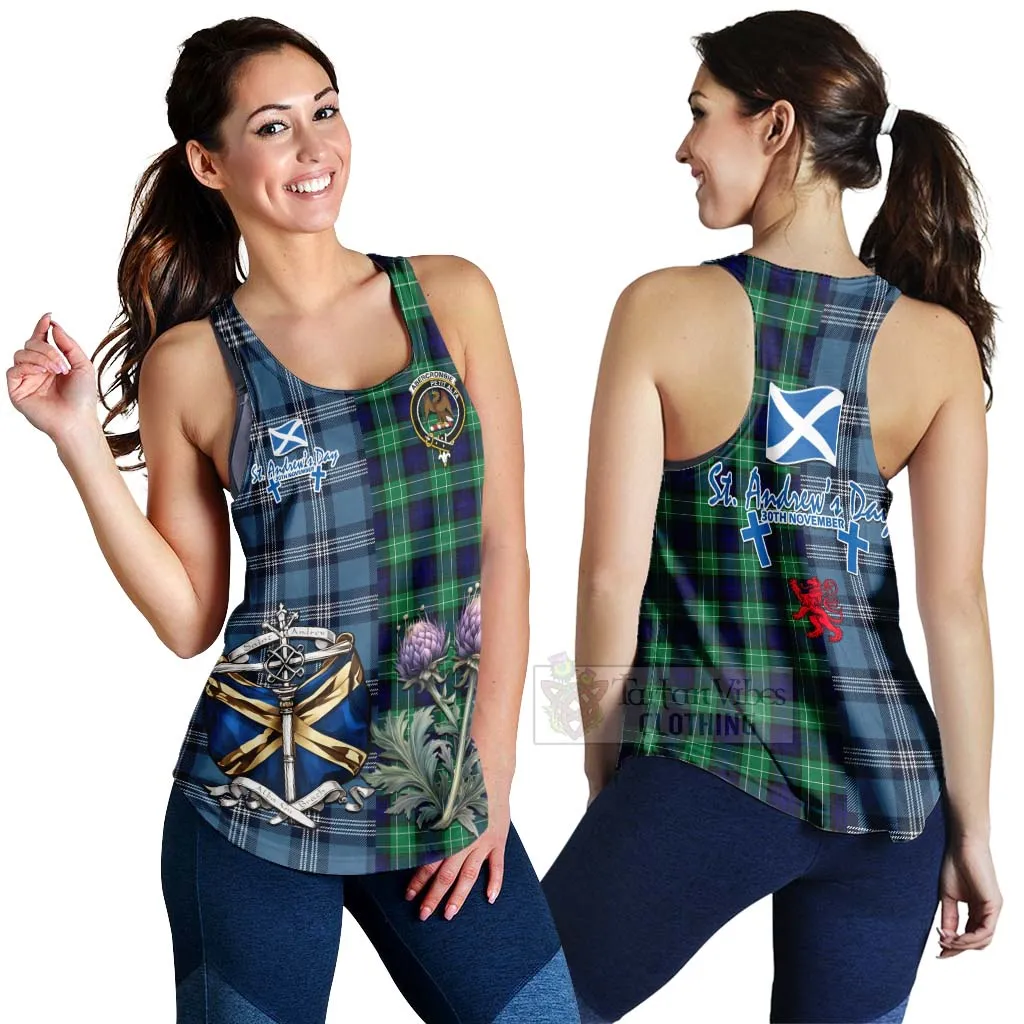 Abercrombie Tartan Women's Racerback Tanks Happy St. Andrew's Day Half Tartan Style