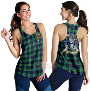 Abercrombie Tartan Women's Racerback Tanks with Family Crest Celtic Skull Style