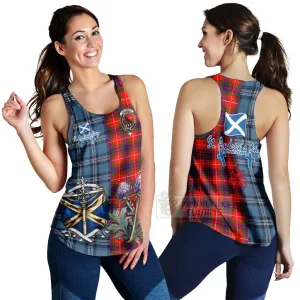 Abernethy Tartan Women's Racerback Tanks Happy St. Andrew's Day Half Tartan Style