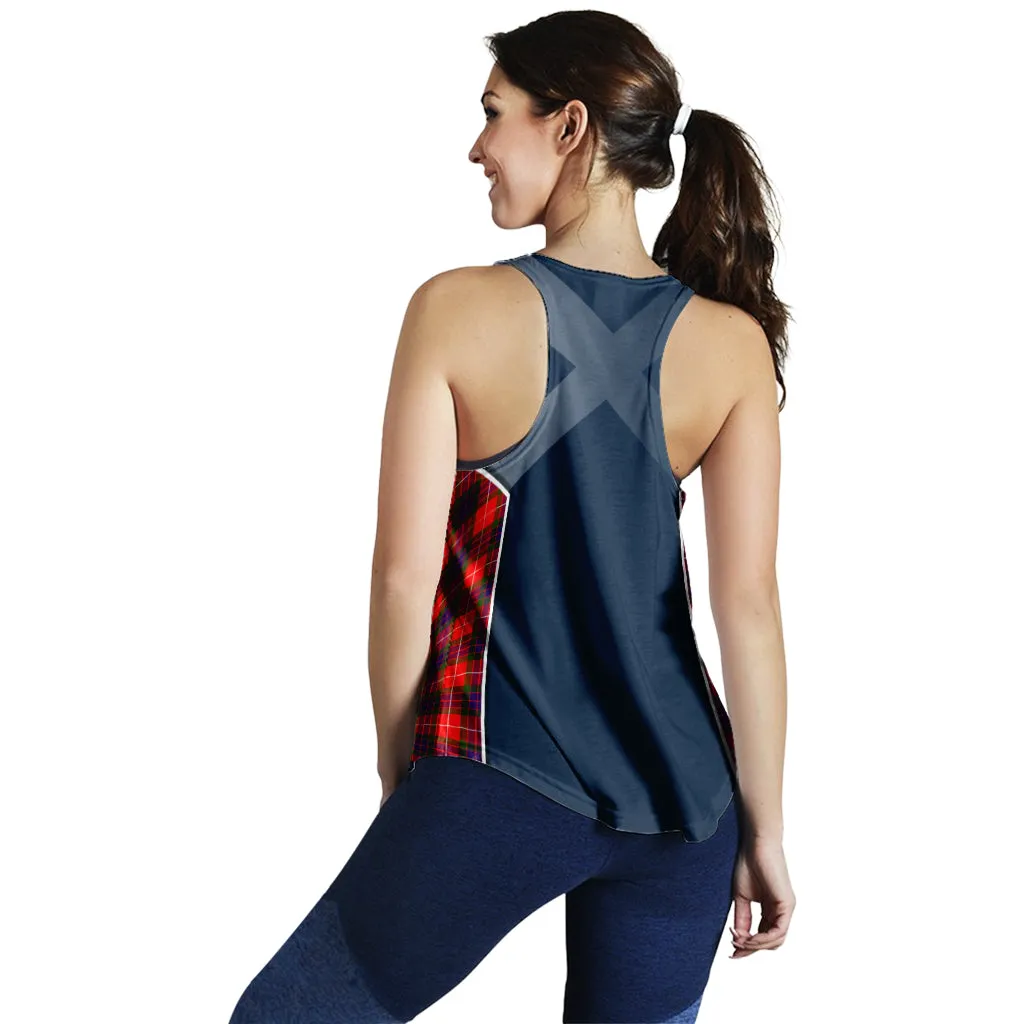 Abernethy Tartan Women's Racerback Tanks with Family Crest and Scottish Thistle Vibes Sport Style