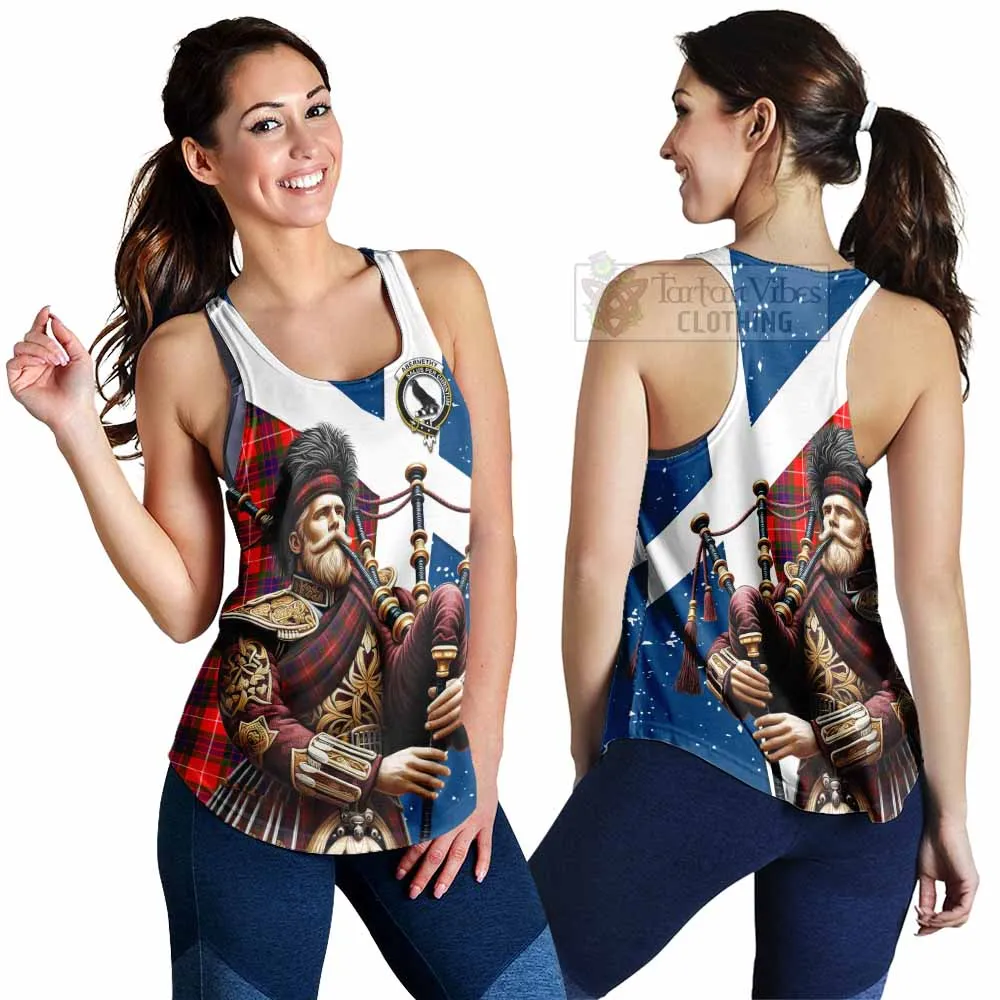 Abernethy Tartan Women's Racerback Tanks with Family Crest Scottish Bagpiper Vibes