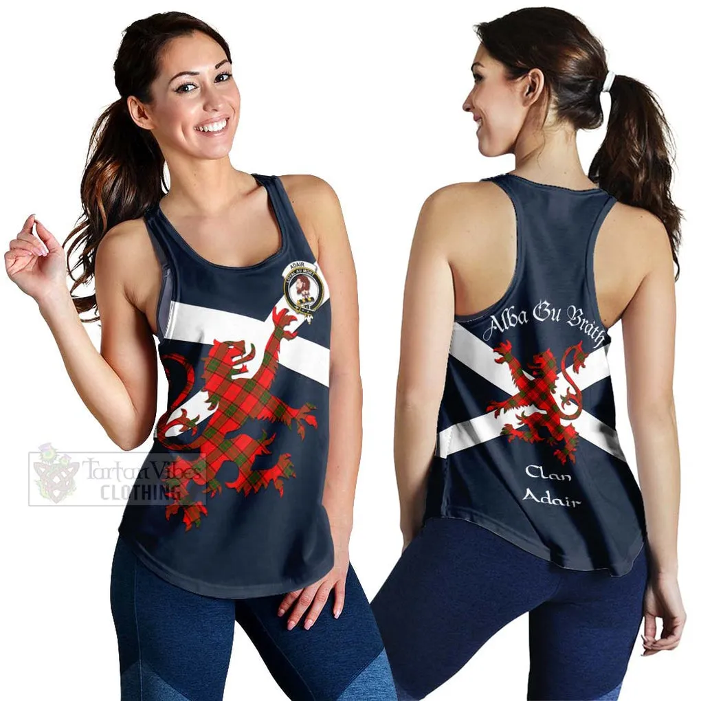 Adair Tartan Lion Rampant Women's Racerback Tanks  Proudly Display Your Heritage with Alba Gu Brath and Clan Name