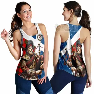 Adair Tartan Women's Racerback Tanks with Family Crest Scottish Bagpiper Vibes