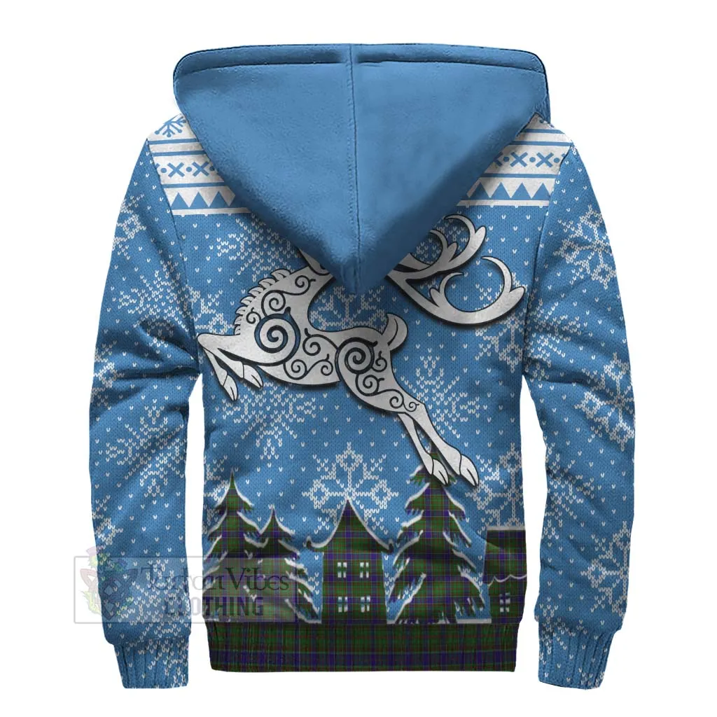 Adam Clan Christmas Sherpa Hoodie Celtic Reindeer Style