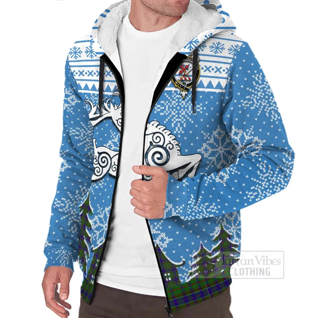 Adam Clan Christmas Sherpa Hoodie Celtic Reindeer Style