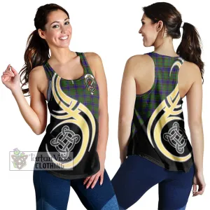 Adam Tartan Women's Racerback Tanks with Family Crest and Celtic Symbol Style