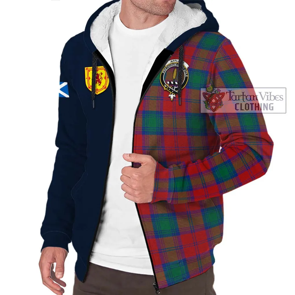 Affleck Tartan Sherpa Hoodie Alba with Scottish Lion Royal Arm Half Style