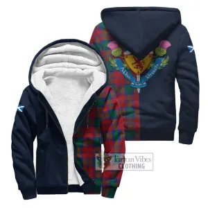 Affleck Tartan Sherpa Hoodie Alba with Scottish Lion Royal Arm Half Style