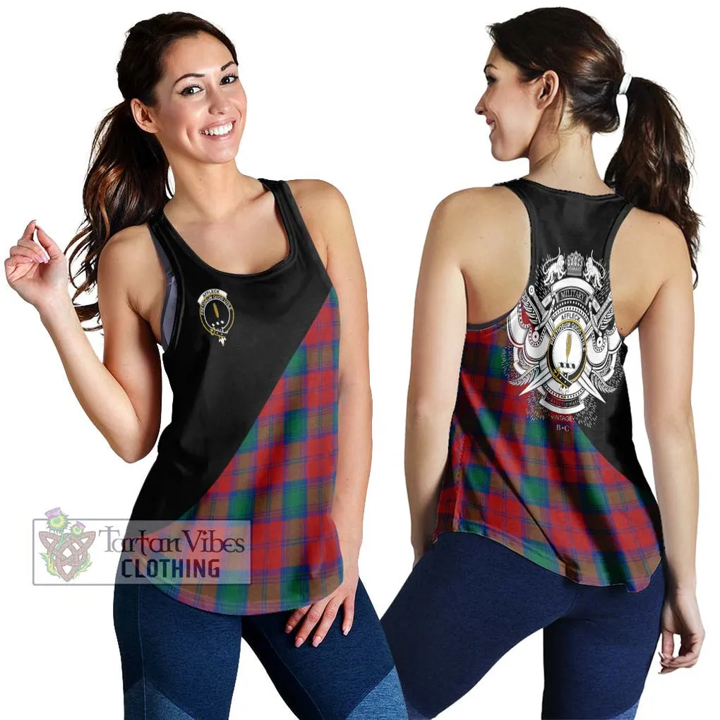 Affleck Tartan Women's Racerback Tanks with Family Crest and Military Logo Style