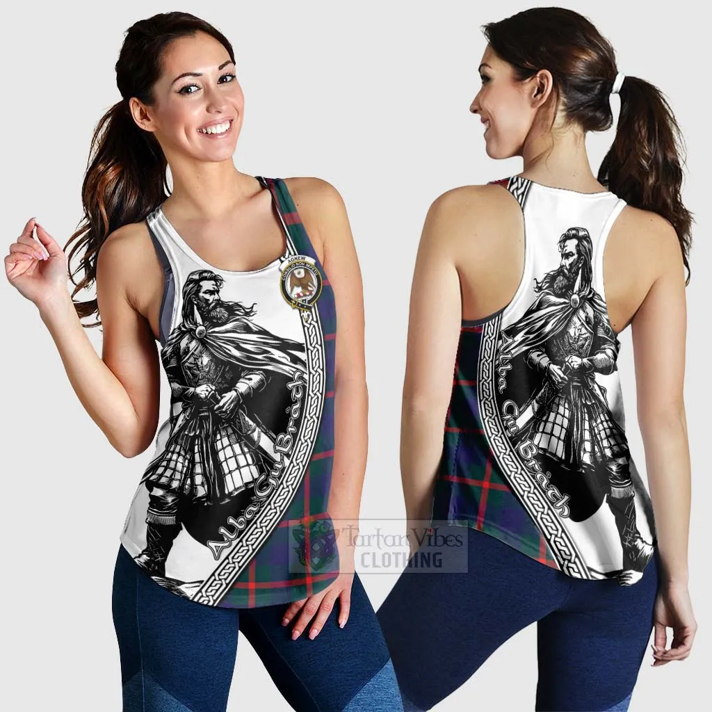 Agnew Tartan Clan Crest Women's Racerback Tanks with Highlander Warrior Celtic Style