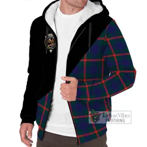 Agnew Tartan Sherpa Hoodie with Family Crest and Military Logo Style