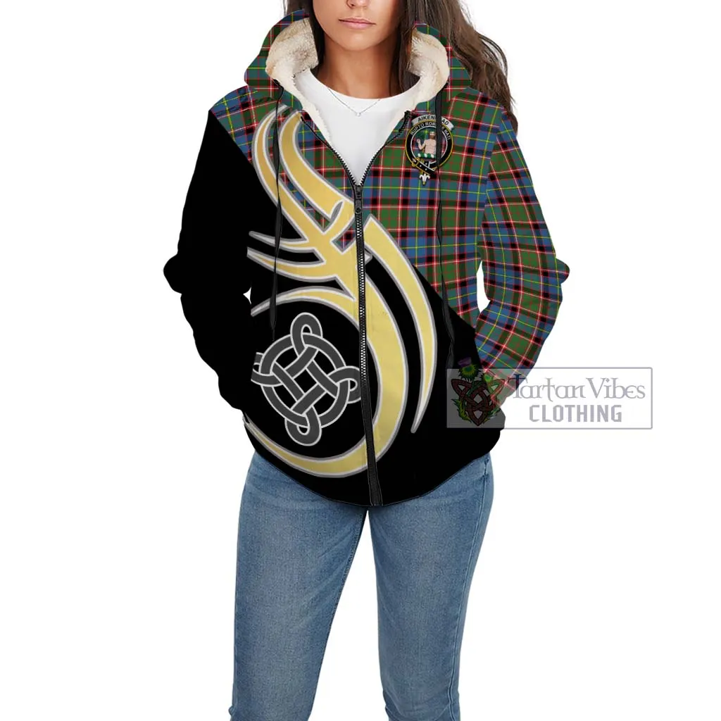 Aikenhead Tartan Sherpa Hoodie with Family Crest and Celtic Symbol Style