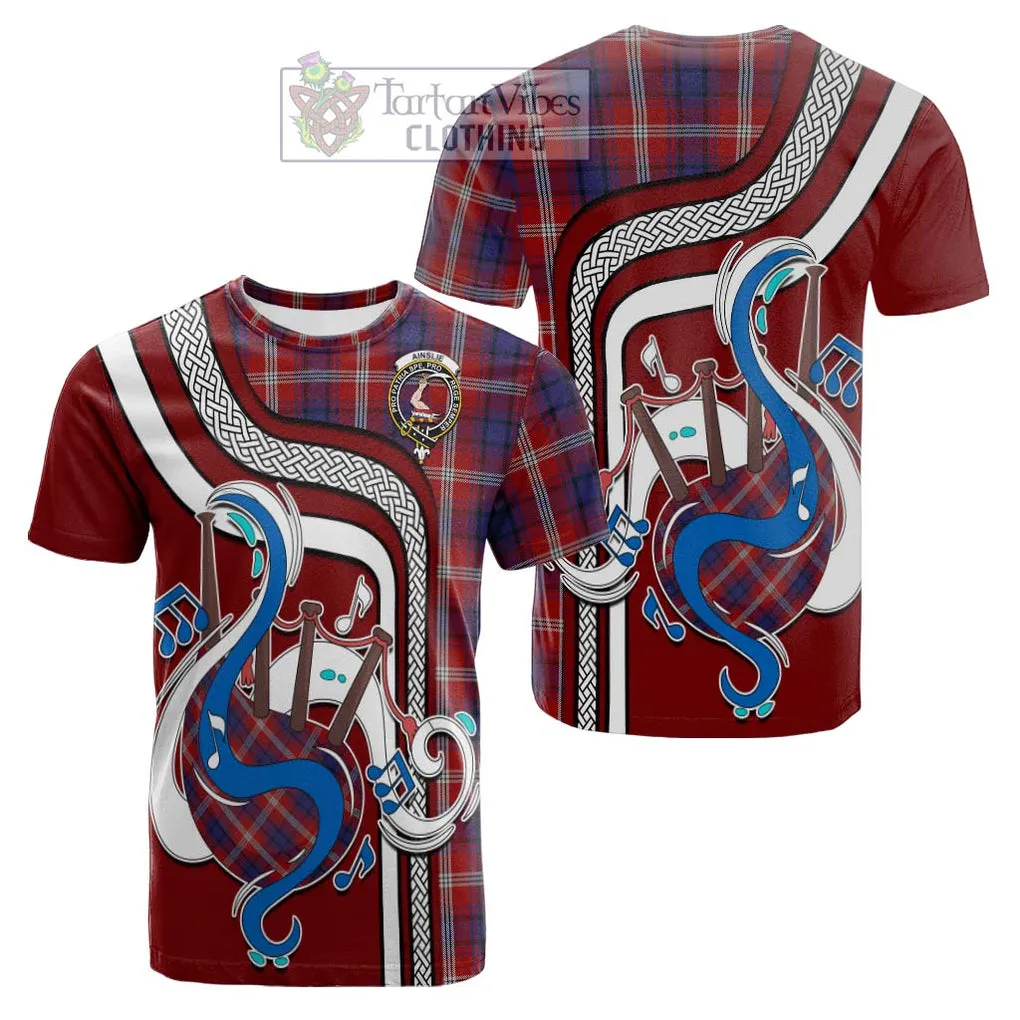 Ainslie Tartan Cotton T-shirt with Epic Bagpipe Style