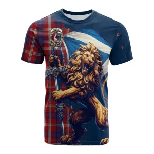 Ainslie Tartan Family Crest Cotton T-shirt with Scottish Majestic Lion