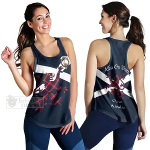 Ainslie Tartan Lion Rampant Women's Racerback Tanks  Proudly Display Your Heritage with Alba Gu Brath and Clan Name