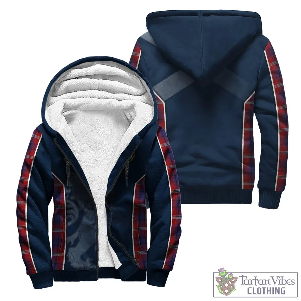 Ainslie Tartan Sherpa Hoodie with Family Crest and Lion Rampant Vibes Sport Style