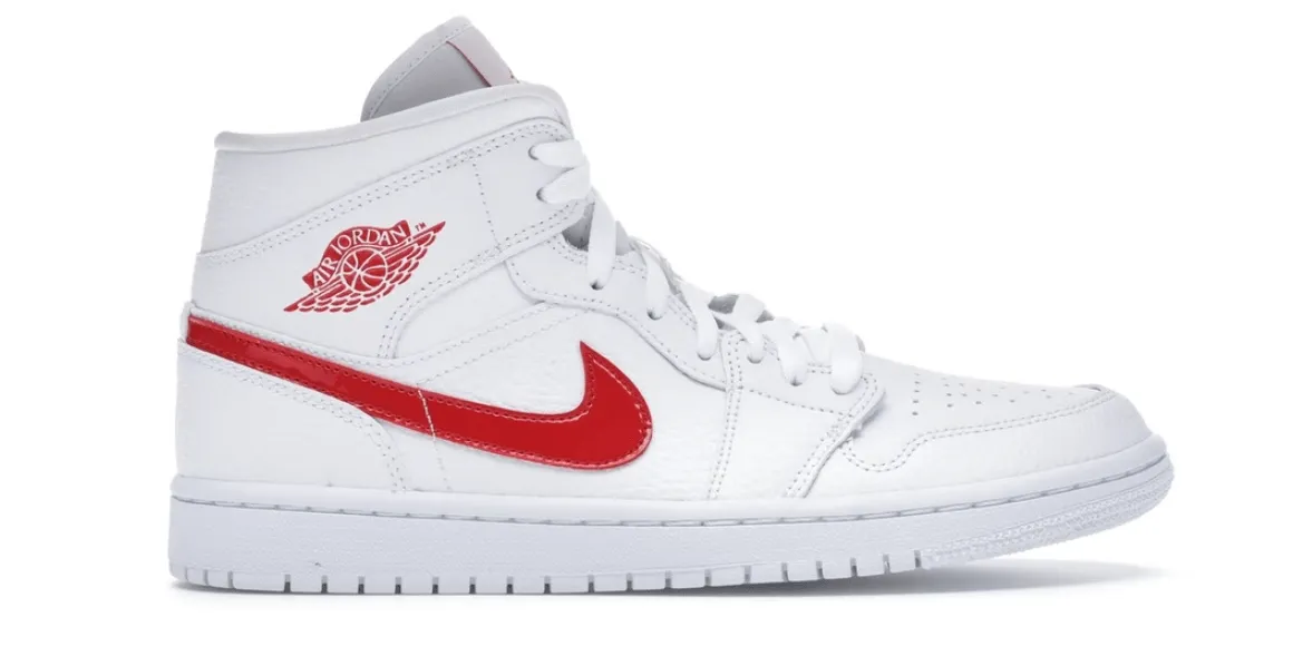 Air Jordan 1 Mid White University Red (W)