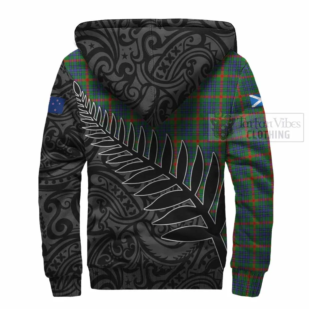 Aiton Crest Tartan Sherpa Hoodie with New Zealand Silver Fern Half Style