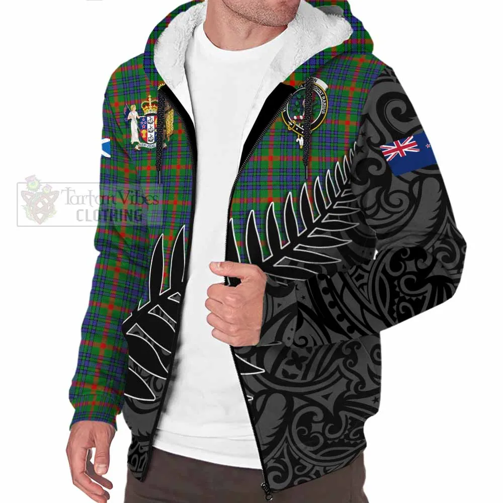 Aiton Crest Tartan Sherpa Hoodie with New Zealand Silver Fern Half Style