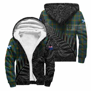 Aiton Crest Tartan Sherpa Hoodie with New Zealand Silver Fern Half Style