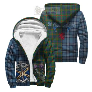 Aiton Tartan Sherpa Hoodie Happy St. Andrew's Day Half Tartan Style