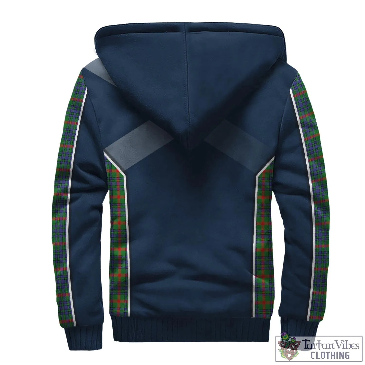 Aiton Tartan Sherpa Hoodie with Family Crest and Scottish Thistle Vibes Sport Style