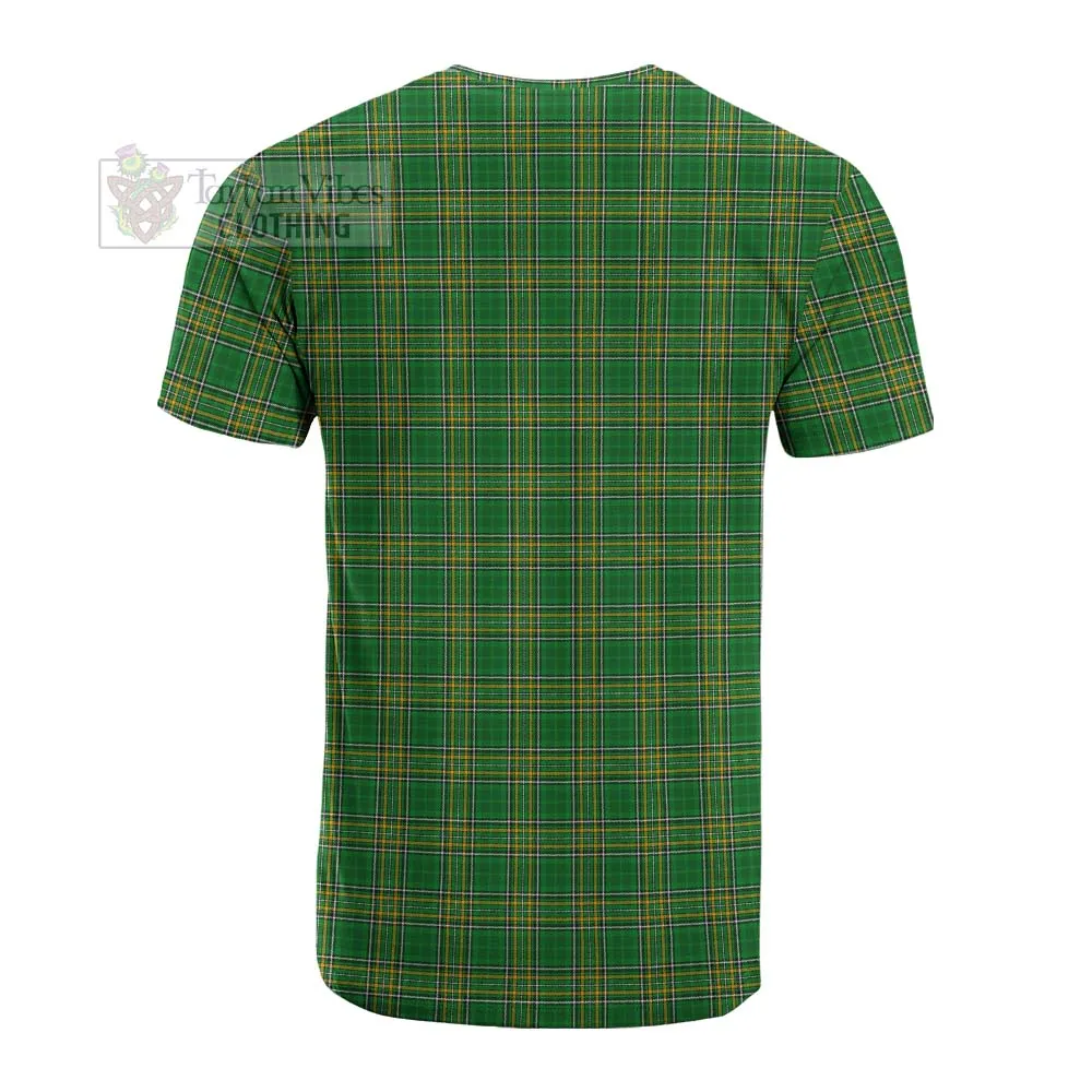 Aland Irish Clan Tartan Cotton T-shirt with Coat of Arms