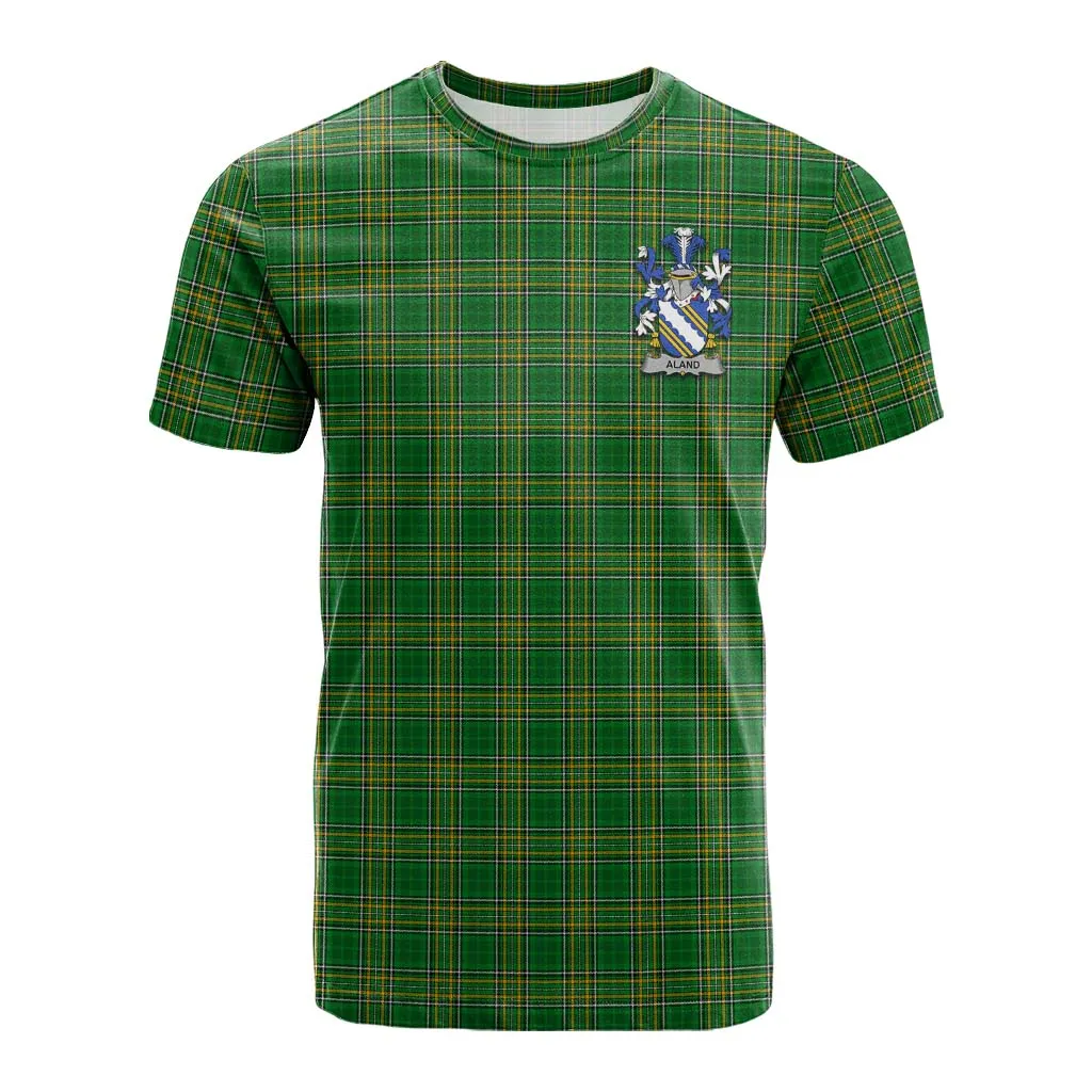 Aland Irish Clan Tartan Cotton T-shirt with Coat of Arms