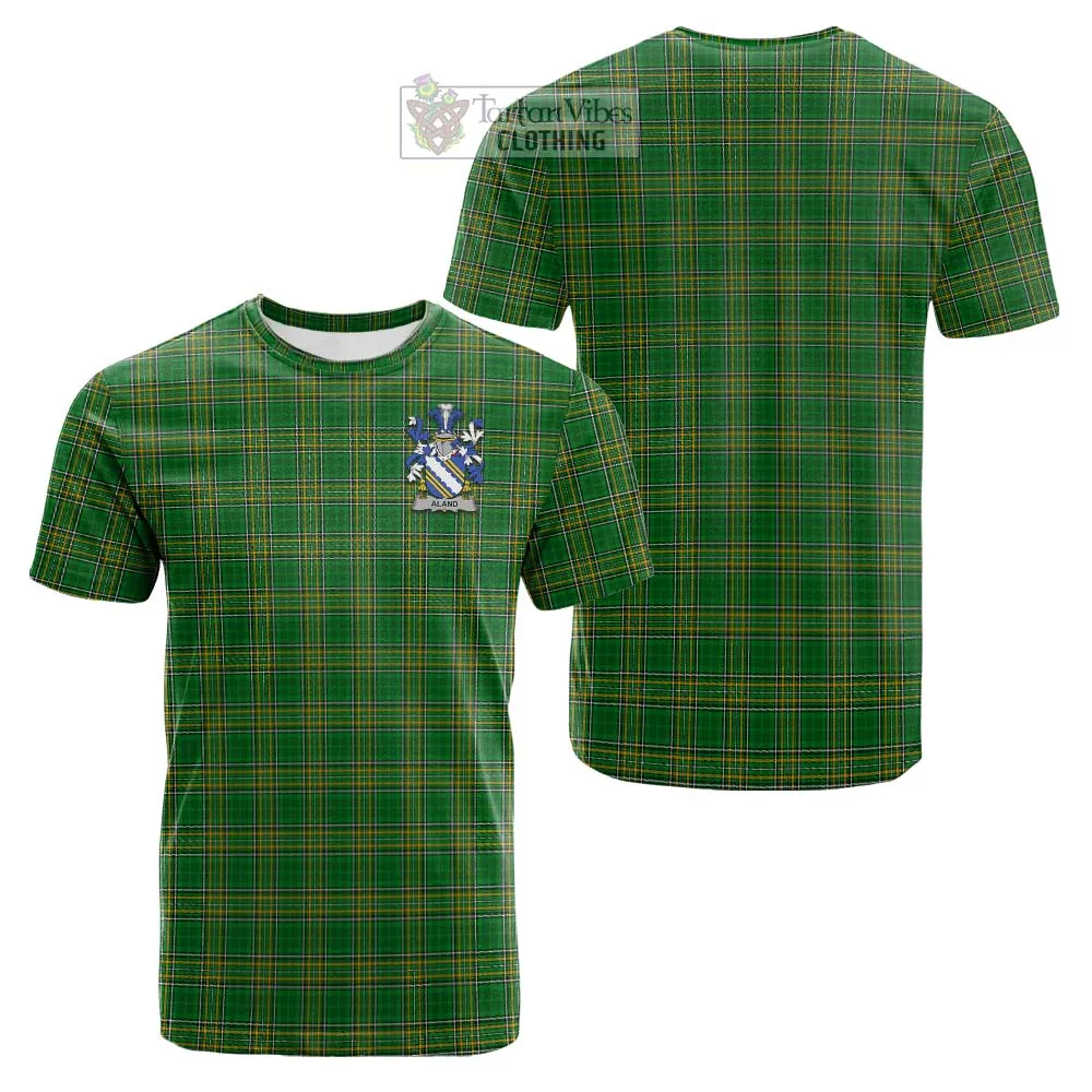 Aland Irish Clan Tartan Cotton T-shirt with Coat of Arms