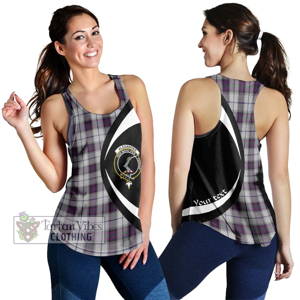 Alexander of Menstry Dress Tartan Women's Racerback Tanks with Family Crest Circle Style