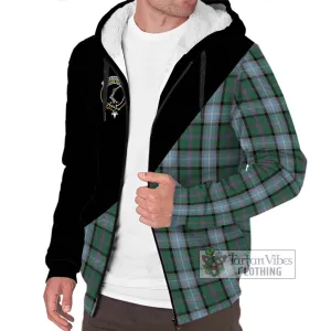 Alexander of Menstry Hunting Tartan Sherpa Hoodie with Family Crest and Military Logo Style