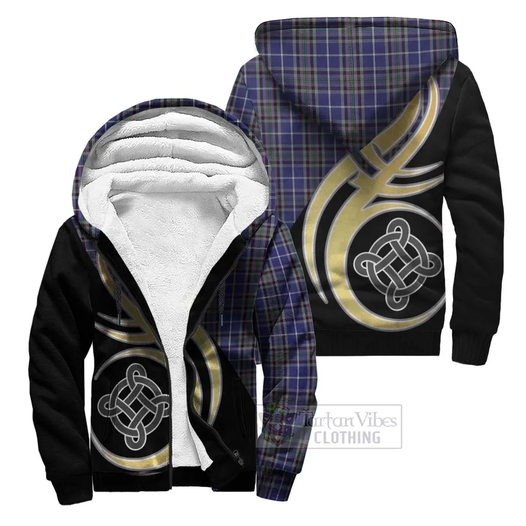 Alexander of Menstry Tartan Sherpa Hoodie with Family Crest and Celtic Symbol Style