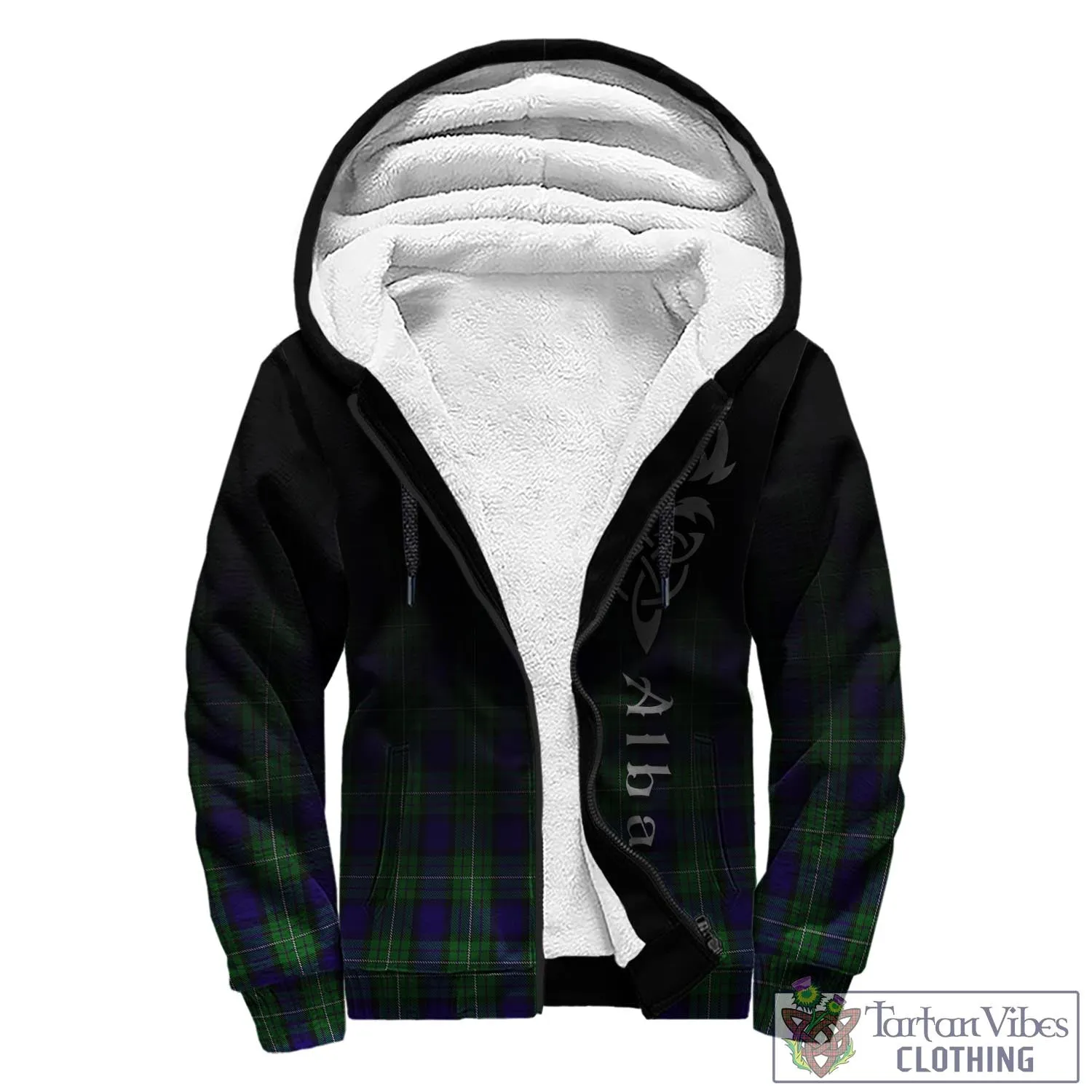 Alexander Tartan Sherpa Hoodie Featuring Alba Gu Brath Family Crest Celtic Inspired