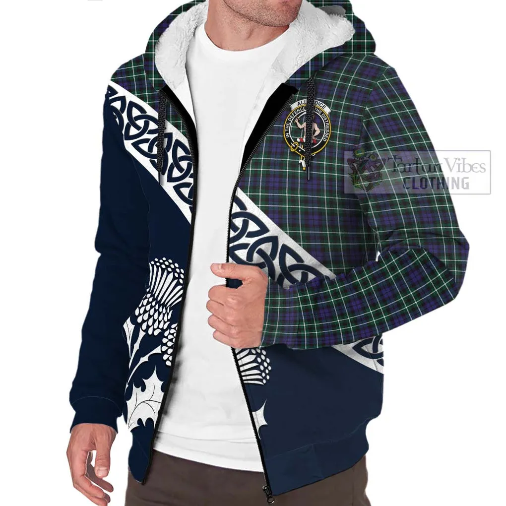 Allardice Tartan Sherpa Hoodie Featuring Thistle and Scotland Map