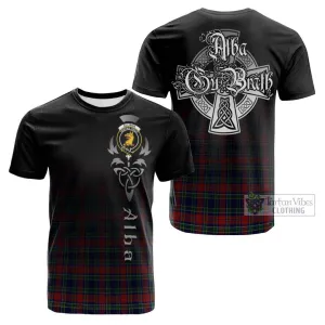 Allison Red Tartan Cotton T-shirt Featuring Alba Gu Brath Family Crest Celtic Inspired