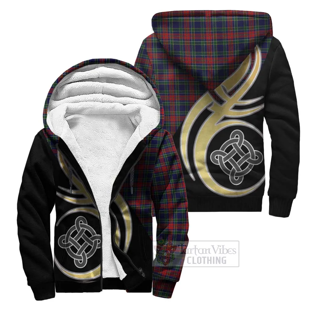 Allison Red Tartan Sherpa Hoodie with Family Crest and Celtic Symbol Style