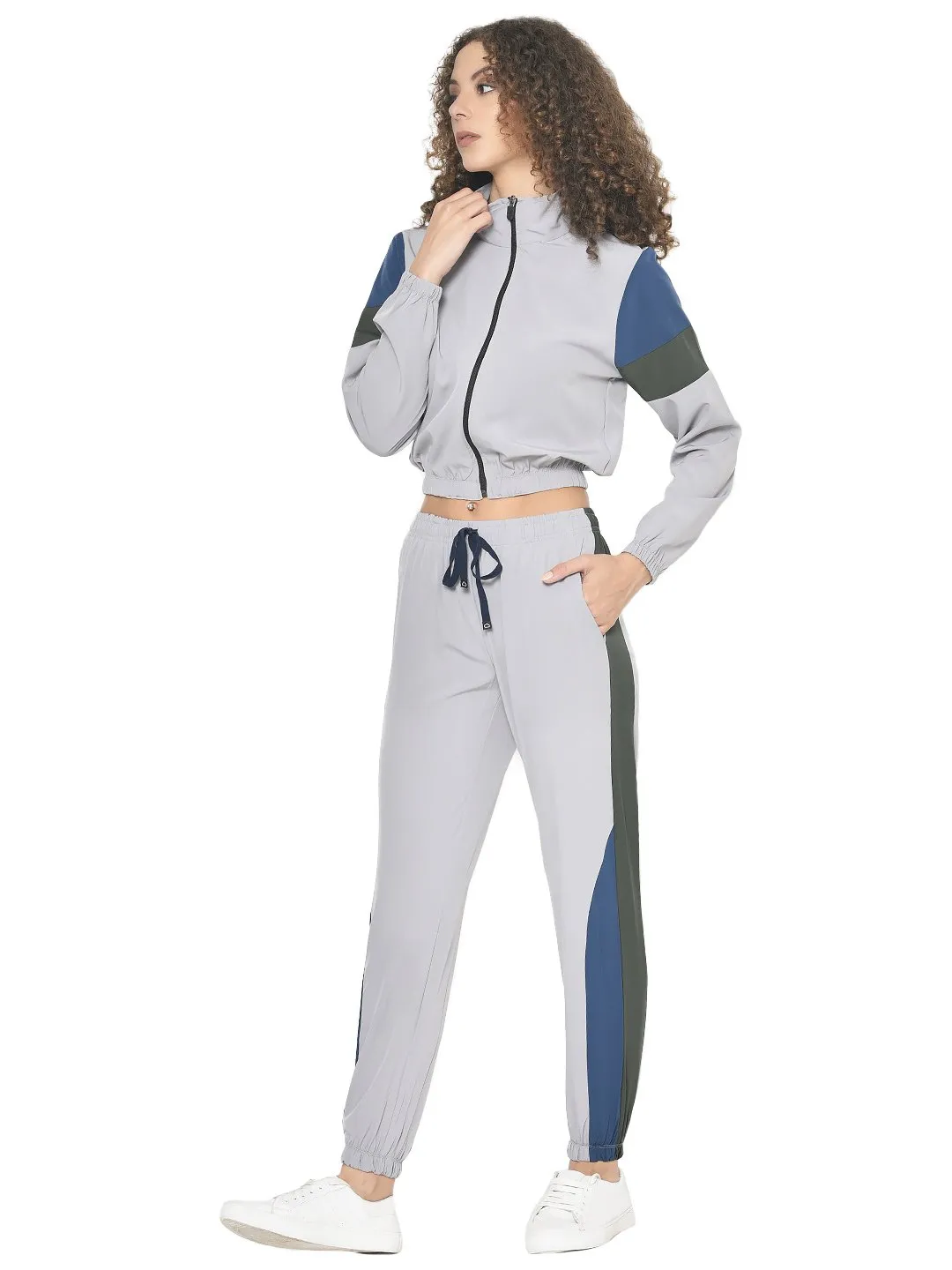 AmericanElm Women's Light Grey Stretchable Stylish Tracksuits